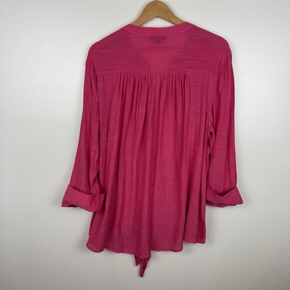 Cocomo Womens Popover Tie Front Blouse Sz‎ 3X Pink 3/4 Length Sleeves Feminine - Picture 7 of 11